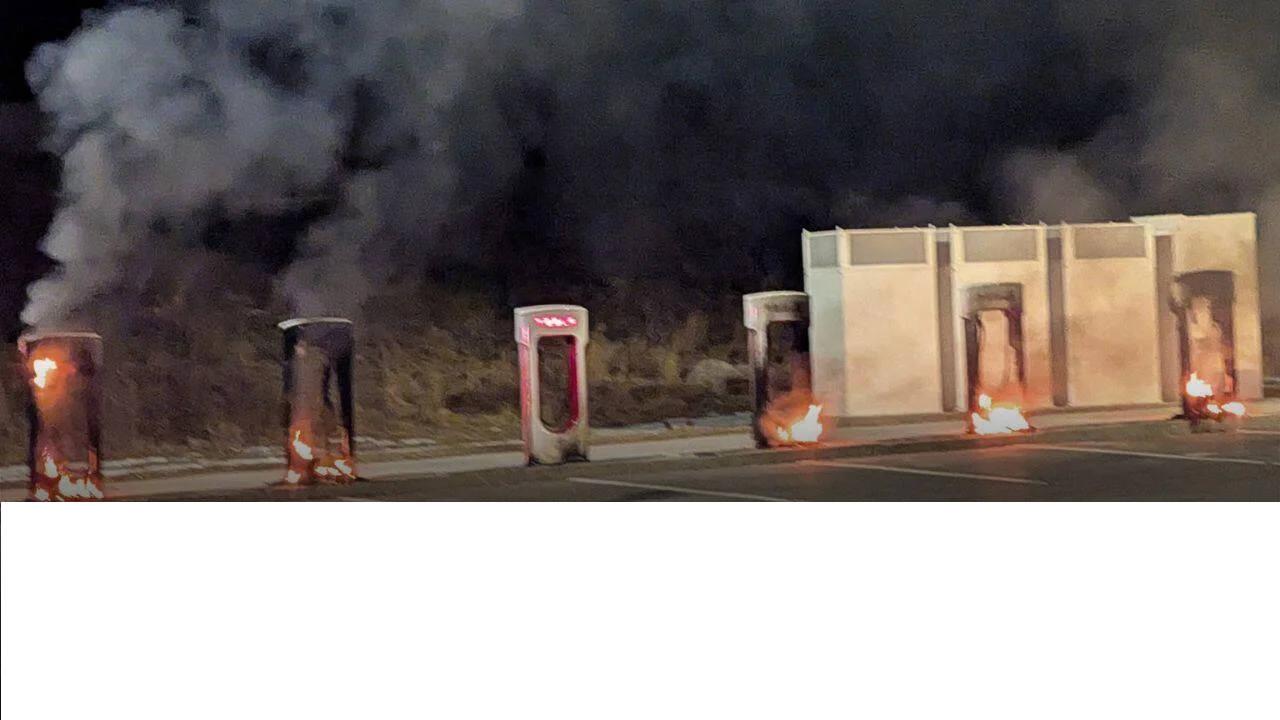 A Tesla Supercharging station was engulfed in flames – Littleton, MA